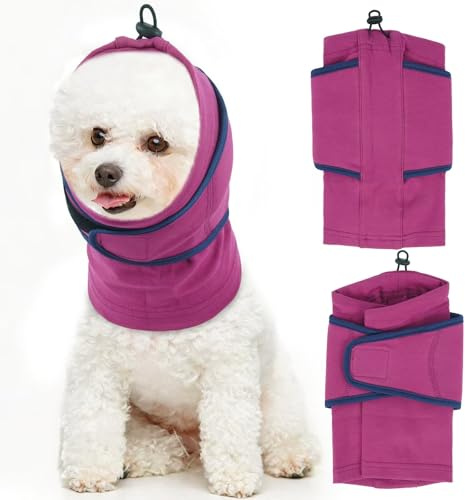 IECOii Hundepullover Snood Ohrenschutz,Kapuzenpulli für Hunde,Blutohren & Lärmschutz,beruhigend & warm,Silvester,OP & Nach-OP Pflege,weiches Fleece Hoodie Hund Ohr Schutzhaube Hund(Lila,S)