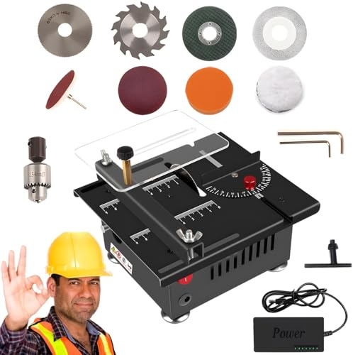 Mini Table Saw - Multi-Functional Electric Cutter with 7 Speed & Angle Adjustment, 16MM Cutting Depth, Ideal for DIY Wooden Model Crafts