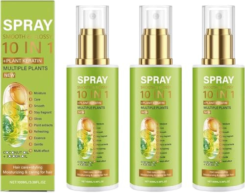 10-in-1 Glättungs- und Glanzspray, reduziert Haarausfall, Volumen, natürlicher Glanz, geschmeidig und glänzend nach der Anwendung, erfrischende und nicht fettende Formel, für alle Haartypen