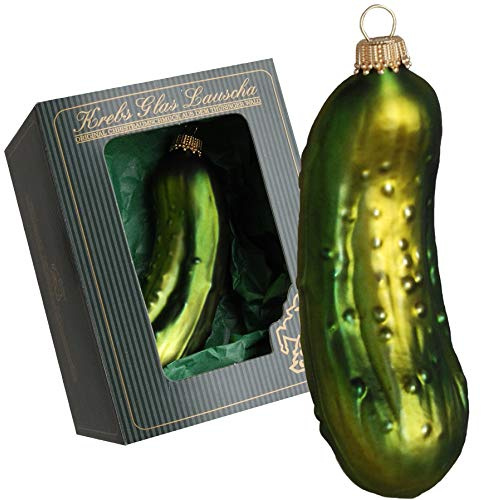 Dekohelden24 Lauschaer Christbaumschmuck - Große Weihnachtsgurke, aufwendig handdekoriert, ca. 11 cm