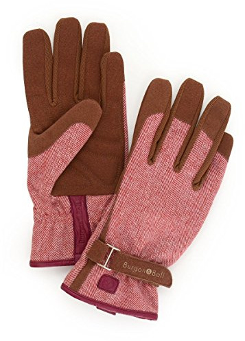 Burgon & Ball Love The Glove Ladies Gardening Gloves, Medium/Large, Tweed Red