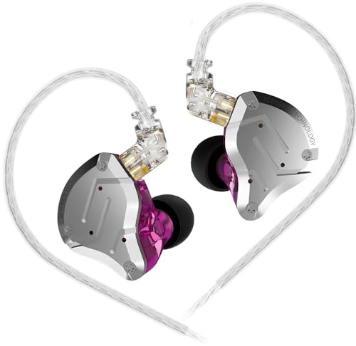 EZ EAR KINBOOFI KZ ZS10 Pro Auriculares Intrauditivos, IEM HiFi Auriculares con 5 Controladores 4BA 1DD con Cable Desmontable de 0,75 mm, 2 Pines para Cantante músico Baterista (Púrpura, sin Mic)