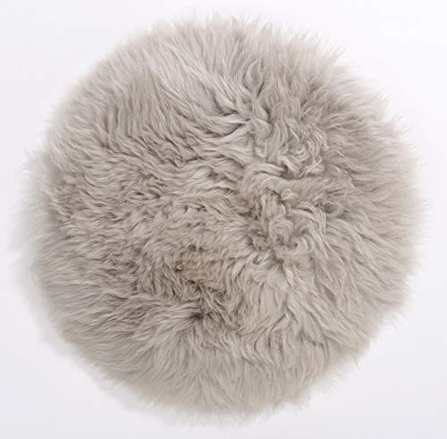 H.O.C.K. Fell-Sitzauflage Sitzkissen rund/eckig flauschig Indoor (rund Ø34cm, platingrau/beige)