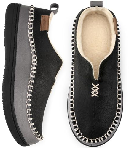 EverFoams Men's Moccasin Slippers Memory Foam Soft Shoes Black 11 UK