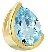 NKlaus Träne Tropfen Kettenanhänger 333 8 Karat Gold gelbgold 8x6mm Damen Blautopas 9205