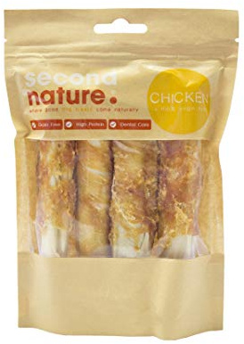 Second Nature Premium, Dog Treats 15mm Whitehide Pressed Stick Wrapped in Chicken 6x4pk