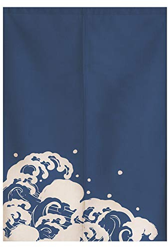 RLoncomix Japanese Noren Doorway Curtain Tapestry Hokusai Ukiyoe Great Wave Door Curtain Kitchen Bistro Home Decoration, 33 x 35 inches