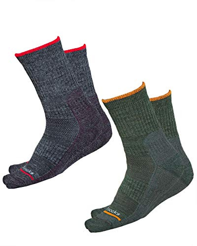 VITSOCKS Ull Vandringsstrumpor Dam, MERINOULL Trekking Strumpor, Varma Vadderade Andas, 2-pack: grön grå, 39-42