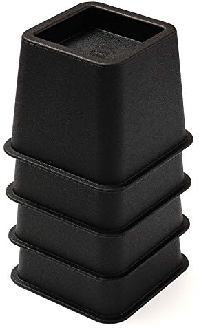 HOME COMPOSER 3 inch Bed Risers Set of 4, Heavy Duty Stackable Furniture Risers Lifters for Beds, Sofa, Tables and Chairs, Black Bed Elevator with 2.8 Square Recess