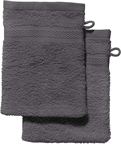 REDBEST Waschhandschuh 2er-Pack Chicago anthrazit Größe 15x21 cm - saugstark, strapazierfähig, ideal für Reisen, Sport (weitere Farben)