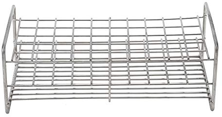 Snufeve6 Reagenzglasständer mit quadratischem Loch, Edelstahl Reagenzglasständer Reagenzglashalterung 50 Löcher 18,5 mm mit Griff für Labor