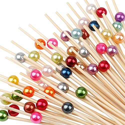 100 Pcs 4.7 Pearl Cocktail Picks, Long Fancy Toothpicks Appetizer Skewers