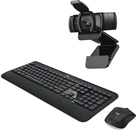 Logitech Configuration des appels vidéo professionnels , clavier et souris sans fil MK540 et C920s, appels vidéo HD 1080p, webcam avec mise au point automatique, PC/Mac/ordinateur portable/Macbook