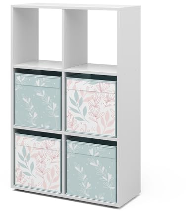 Vicco Raumteiler, Weiß, 72 x 107.8 cm | mit 4 Faltboxen opt.2, zur flexiblen Raumaufteilung und Aufbewahrung nutzbar