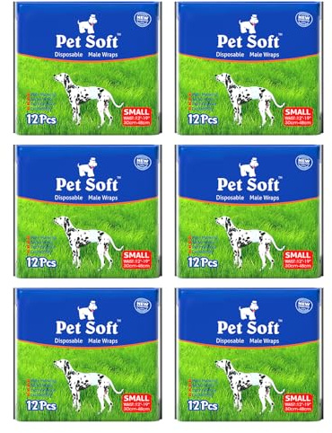 Pet Soft Hundewindeln-Einweg-Hundewindeln für Rüden,Inkontinenz-Windeln für Rüden,72 Stück,super saugfähige,geeignet für Hunde in der Saison, Inkontinenz, Reisen,S(12-19’’)