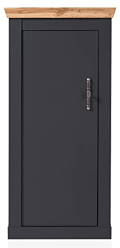 Lomadox Kommode Wohnzimmer Highboard anthrazit Eiche Tür rechts/Links montierbar im Landhaus Stil, B/H/T ca. 72/146/38 cm