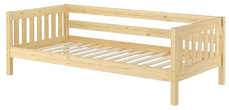 Erst-Holz®Gemütliches Kinderbett mit Dreiseitiger Sicherung 90 x 200 cm KieferRollrost inkl.