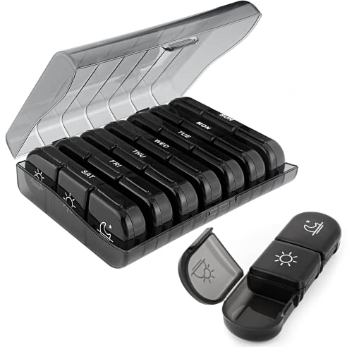 Romon Porta pillole Settimanale a 7 Scomparti per 7 Giorni, Contenitore Pastiglie, Porta Medicine, Pill Organizer