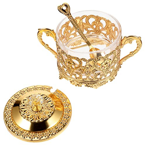 Anneome Tarro De Hierro Para Aperitivos Accesorios Para Cafeterias Accesorio De Cocina Contenedor De Condimento Delicado Soporte Metalico Azúcar Lata De Cafe Navidad Vidrio