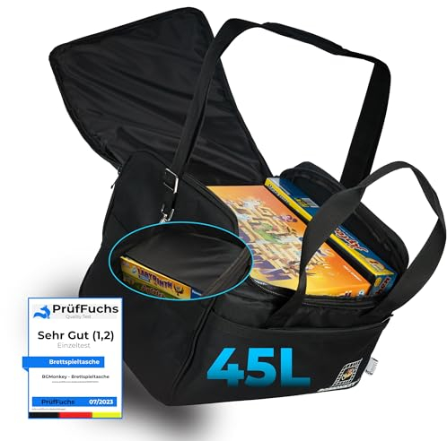 BGMONKEY® Premium Brettspieltasche I Brettspiel Aufbewahrung, Tragetasche für Brettspiele mit gepolsterten Tragegriff für Brettspiele und Zubehör | Spiele Tasche Robust und transportfreundlich