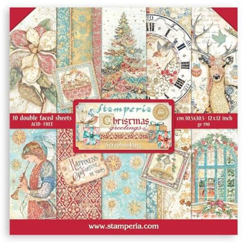 Stamperia Scrapbooking-Block, Weihnachtsgrüße, mehrfarbig, 30,5 x 30,5 cm