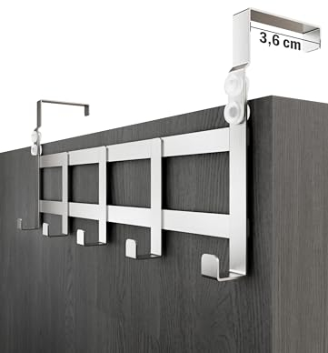 Menz Appendiabiti da porta 3,6 cm - attaccapanni per porta, acciaio inox – sostegno per varco, appendino universale, supporto per interni Türhakenleiste