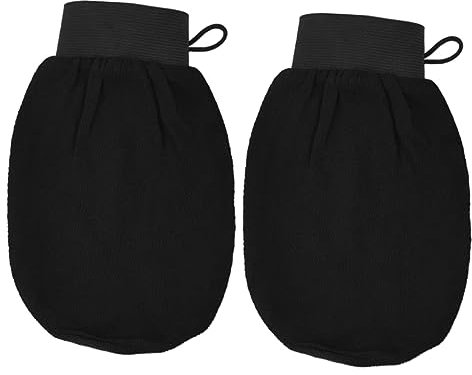 Beavorty 2stücke Exfolierende Bad-handschuhe Für Körperpeeling Schwarze Peeling-handschuhe Zur Entfernung Abgestorbener Haut Für Damen Und Herren Maschinenwaschbar Dehnbar Für