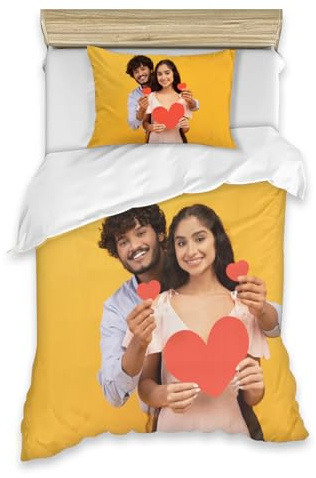 ＨＡＯＡＮＧＺＨＥ Personalisierte Foto Angepasste, Personalisierte Bettwäsche Set, Foto Bettwäsche mit Eigenem Foto, Personalisierte Geschenk-Idee Bettbezug mit eigenem Foto, für Vier Jahreszeiten