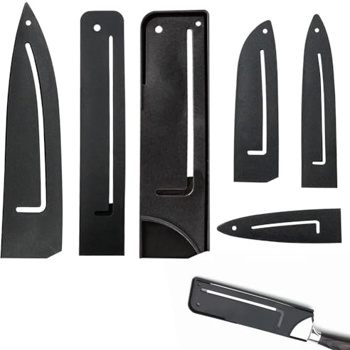 Rakiuty Klingenschützer,Kunststoff Messer Schutzhülle,Küchenmesser Schutzhülle,Klingenschützer,Stulpe für Messer,Messerschutz Klingenschutz, 6 Verschiedene Größen,für Küchenmesser,6 Stück,Schwarz