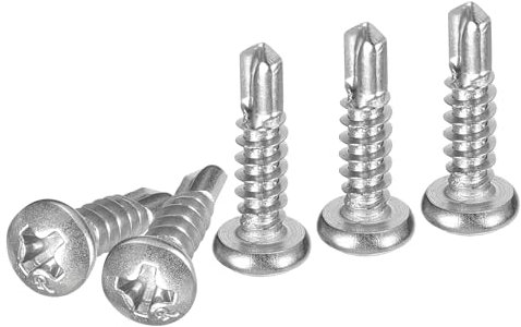 DTGN #6x5/8 Pan Head Self Drilling Screws - 100Pack - 410 Stainless Steel Phillips Drive Self Tapping Sheet Metal Screws