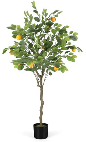 Limonero artificial para decoración de interiores, más de 4 pies de alto, bajo mantenimiento con detalles realistas