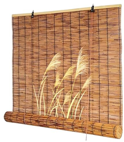 WOGTITYI Outdoor Bambus Rollos Für Fenster Terrasse, Wetterfest Bambusrollo 60 70 80 90 100 120 140 160cm Breite Bambusvorhang, Mit Lifter