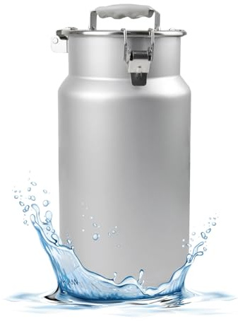 Stainless Steel Milk Can with Sealed Lid and Carry Handle - Tote Jug for Milk, Wine, Water | Liquid Tote Pail Storage + Transport
