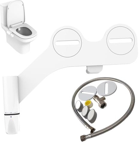 Spruzzatore di bidet Attaccamento bidet per toilette UK, water bidet Attachment, spruzzatore bidet ultra-slim con ugello a doppio ugello, pressione regolabile a spruzzo di bidet non elettriche per la