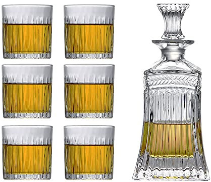 QTANZIQI Vasos de Whisky Antiguos de Lujo para Bebidas de cóctel con Licor de Bourbon escocés, Juego de 2/4/6 Tazas con Caja de Lujo, Tazas de 7,74 onzas (6 Tazas Tipo 2)