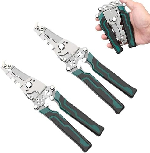 18 in 1 Foldable Wire Stripper, Wire Cutter, Multifunctional Wire Stripper Crimper Cable Cutter Pliers, Foldable Wire Stripper, Electrician Pliers for Wire Stripping (2pcs)