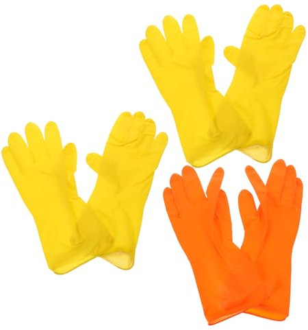 IWOWHERO 3paare Latex Haushaltshandschuhe Mittlere Wiederverwendbare Gummihandschuhe Mit Rutschfester Struktur Für Sicheres Spülen Und Vielseitige Reinigungsaufgaben