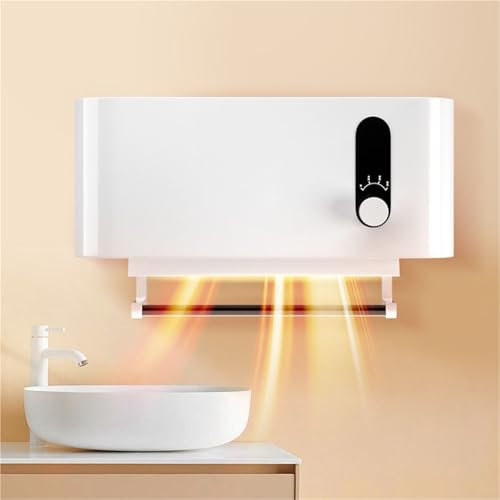 Wall Mounted Bathroom Heater, Bathroom Fan Heater Towel Warmer, 2000W Electric PTC Ceramic Heater with Remote Control, Overheating Protection, Portable Space Heater with Towel Rack