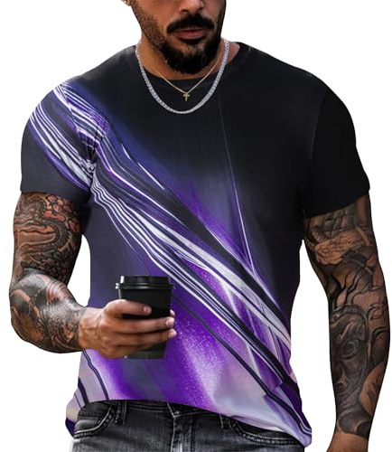 Voqeen Camisetas Manga Corta Hombre Cuello Redondo Camiseta Estampada Blusas Regular Fit Mangas Cortas T-Shirts Casual Verano Camisas Ligero Running Workout Camisetas Deporte para Vacaciones