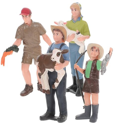 MOLUCKFU 4stücke Teiliges Bauernmodell Bauernhof Modell Simulation Farmer Miniatur Figur Küchen Dekoration