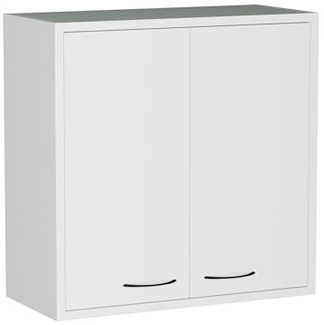 MARAND Hängeschrank für das Badezimmer über der Waschmaschine - 60 cm breit mit Regalböden - Platzsparender und Moderner Badschrank für mehr Stauraum - Ideal für kleine Badezimmer - Farbe: Weiß Matt