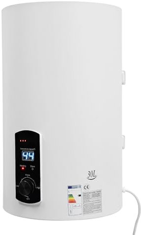 Scaldacqua calda, con doccetta da 30 l, 2000 W, scaldabagno elettrico, a parete, per cucina, bagno, temperatura 25 – 75 ℃/77 – 167 ℉ (D*H): 34 x 57 cm