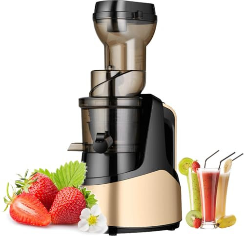 Extracteur de jus à mastication lente 150 W, presse à froid automatique de grande capacité 1 000 ml, centrifugeuse avec fonction d'inversion, pour fruits entiers/crème glacée/smoothie, facile à nett