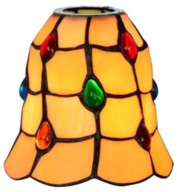 Tiffany Lamp Shade Replacement Only 6 Inch Small Stained Glass Lampshade Vintage Style Home Decor Lamp Cover Fit for Fan Light Pendant Lights Wall Lamps Chandeliers Ceiling Light(Colourful Beads)