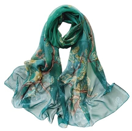 KAVINGKALY Ombre Silk Scarf for Women Light and Long Gradient Scarf for Ladies Shawl Accessories, Floral-GN