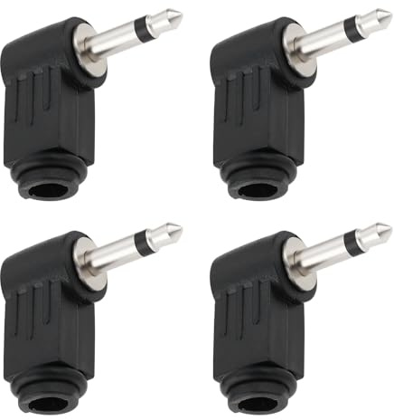 Create idea 4 Stücke 3,5mm Mono Jack Stecker 90 Grad Winkel Löten Audio Adapter für Kopfhörer MP3 Player Lautsprecher