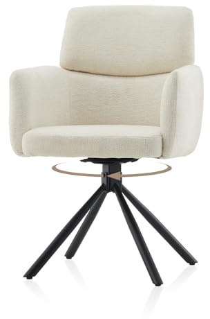 TUKAILAI Esszimmerstühle Drehbar Set, Schreibtischstuhl 360° Drehbar, Chenille Bürostuhl, Esszimmerstuhl Küchenstuhl Polsterstuhl, Sessel Stühle für Esszimmer (Beige)