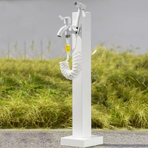 QSNYJPL Wasserzapfsäule Garten, Garten Wasserhahn aus Edelstahl, Gartenbewässerung für den Außenbereich mit Wasserhahn und Sprühpistole, Gartenbrunnen für Außen(White,60cm/24in)