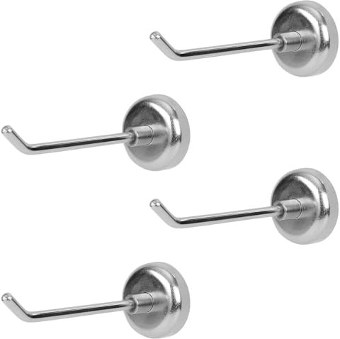 Tinoaly 4pcs Large Magnetic Hooks, Heavy Duty Strong Magnet Hangers Wall Hooks for Hanging Hold Up to 6.6 lb Ideal for Cruise Ship Refrigerator Kitchen Garage Locker (Silver)