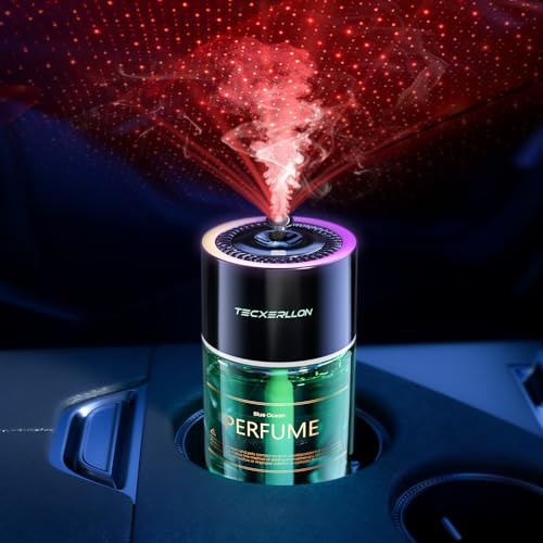 TECXERLLON Car Diffuser Air Freshener with RGB Ambient Light & Starry Ceiling, 4 Scent Modes, 120-Day Runtime, USB-C Rechargeable, Auto On/Off, Ocean Fragrance, 120ml